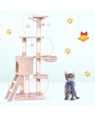 56'' Cat Tree Kitten Pet Play House Furniture Condo Scratching Posts Ladder