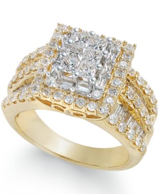 diamond gold cluster ring