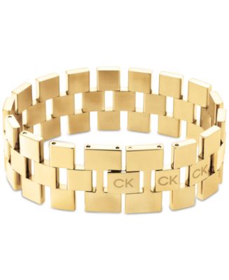 Calvin Klein - Gold-Tone Stainless Steel Geometric Flex Bracelet