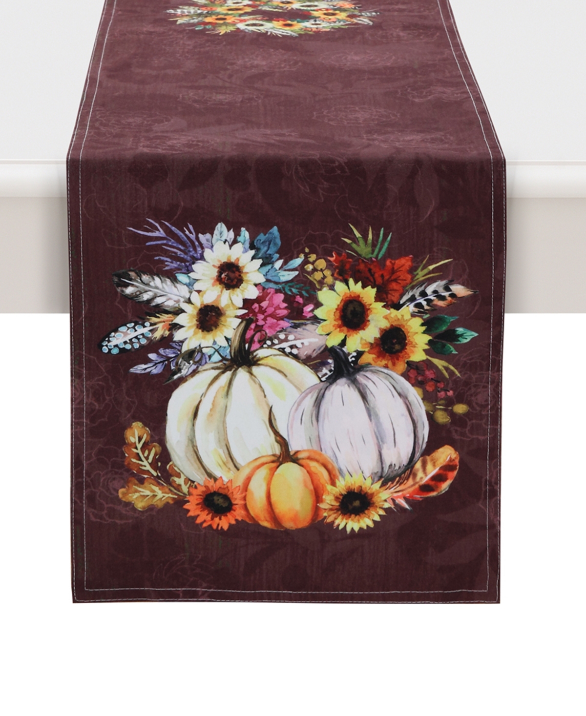 Laural Home Fall Feathers Table Runner, 13" X 90" In Multi