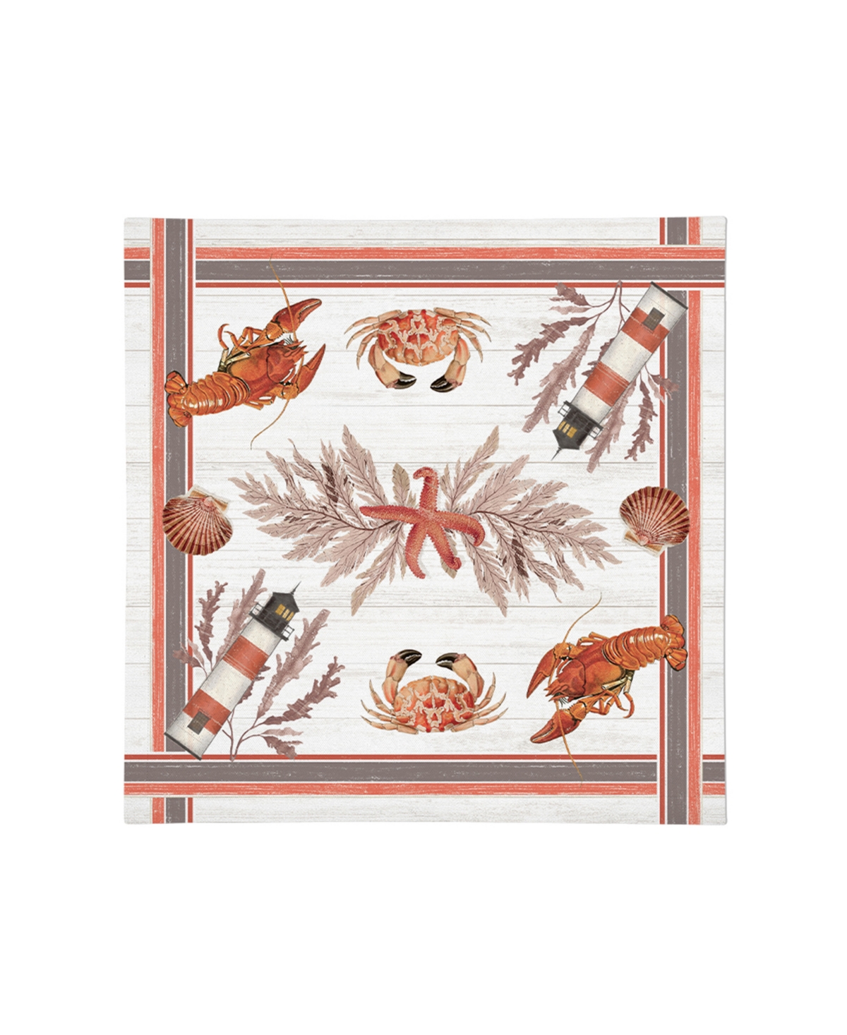 Laural Home Seafood Shack Set Of 4 Napkin, 20" X 20" In Orange