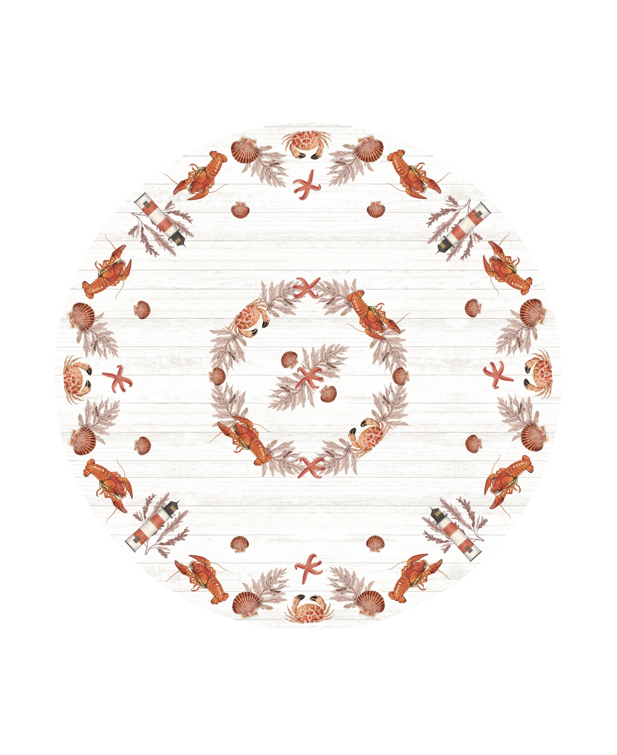 Laural Home Seafood Shack Round Tablecloth, 70" X 70" In Red
