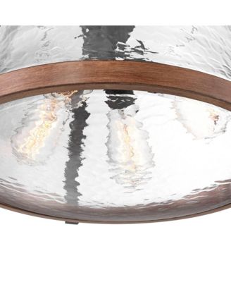 Black Wood Finish 4-Light Farmhouse Pendant with Glass Bowl Shade