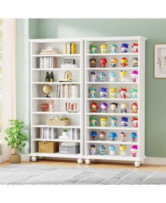 69-Inch Tall Bookcase with LED Lighting Modern 9-Tier Freestanding Bookshelf Solid Wood Legs Wooden Open Display Shelf Organizer