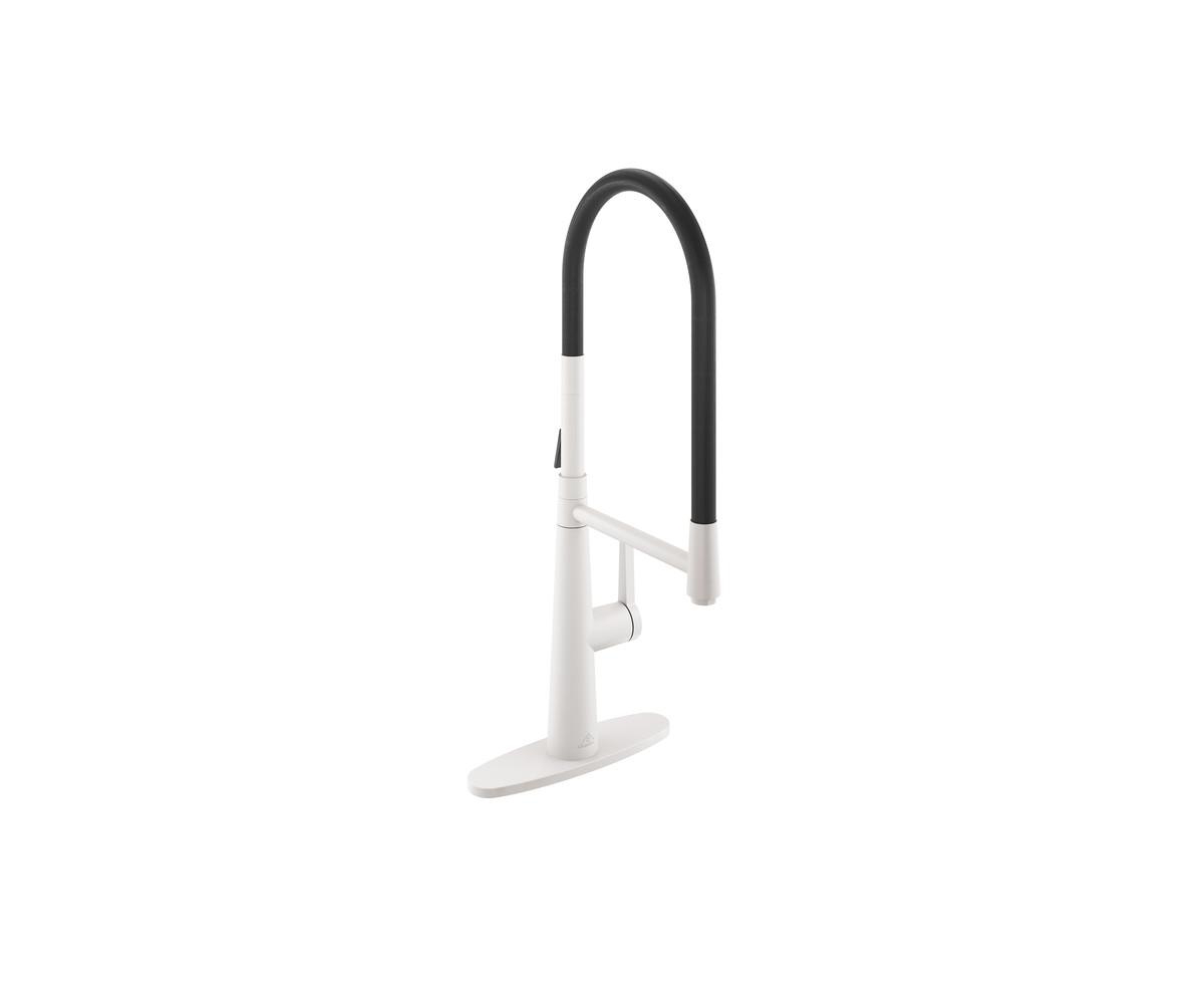 Spring Neck Standard Kitchen Faucet with Dual-Function spray head and Deck Plate - Matte black