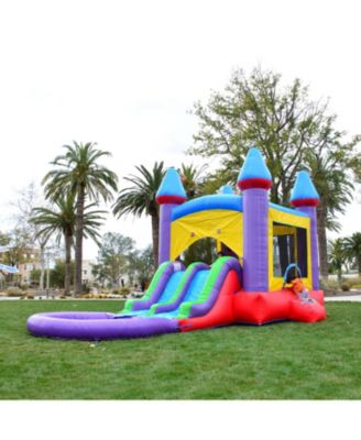 HeroKiddo Jelly Bean Castle Bounce House & Water Slide Combo with Detachable Pool (No Blower Included), Commercial Grade Inflatable