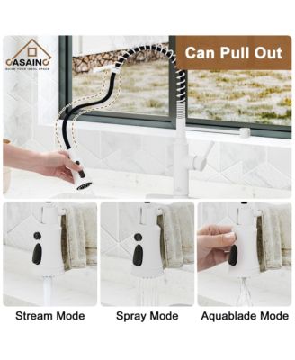 Pull Down Sprayer Kitchen Faucet with Infrared Sensor Induction Function and Deck Plate