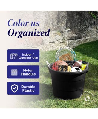 Plastic 17 Gallon Utility Storage Bucket Tub w/ Rope Handle, 4 Pack