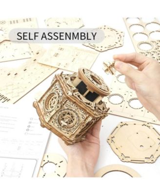 3D Wooden Puzzles Delicate Box, DIY Model Kits, Romantic Gift Toy, Beige, 5.3"5.3"5.5