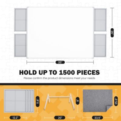 1500-piece 35" x 26.8" Portable Puzzle Board, Double-sided Plastic Puzzle Board with Drawer and Base
