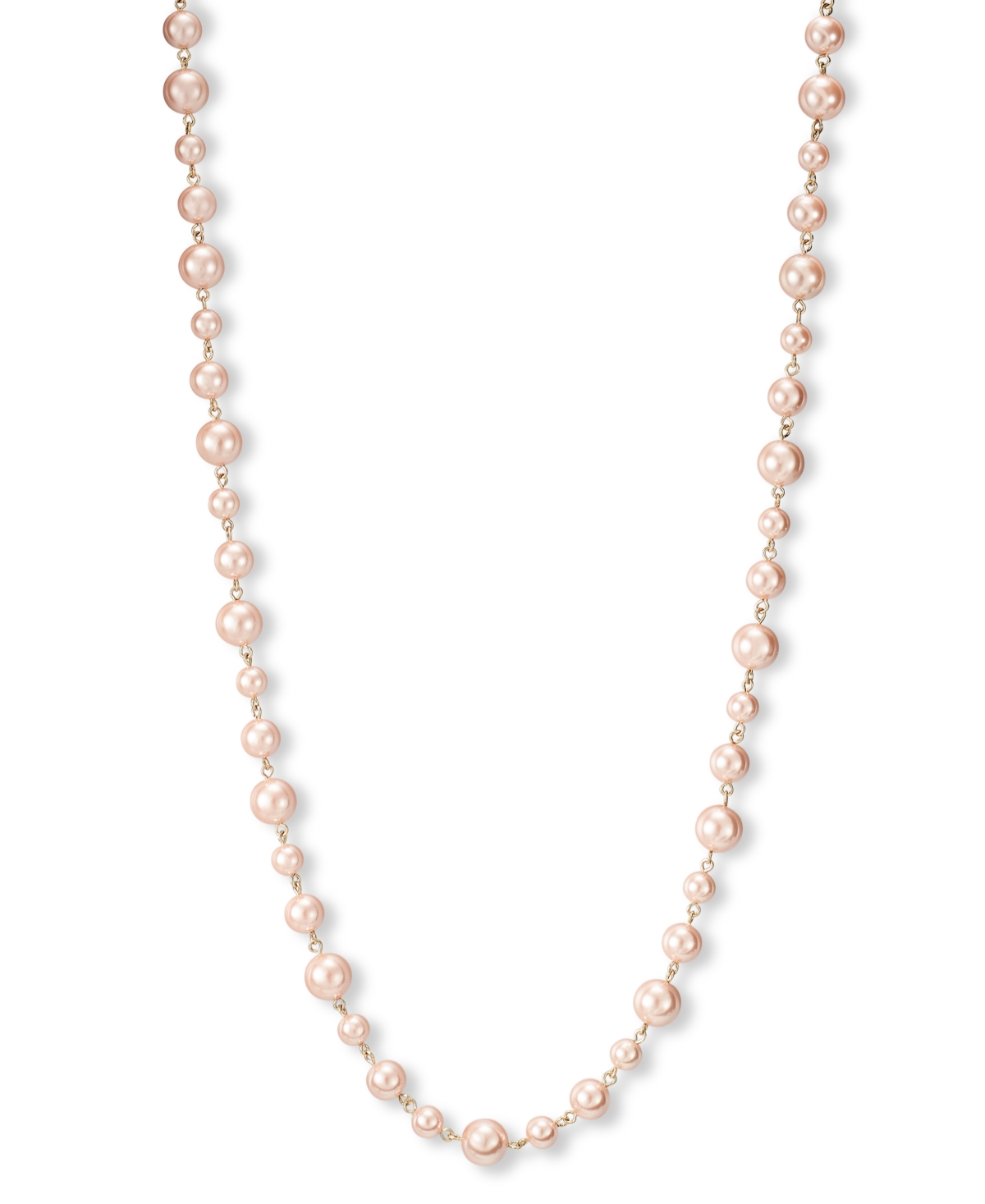 Gold-Tone Pink Imitation Pearl Long Necklace, 42" + 2" extender, Exclusively at Macy's - Gold