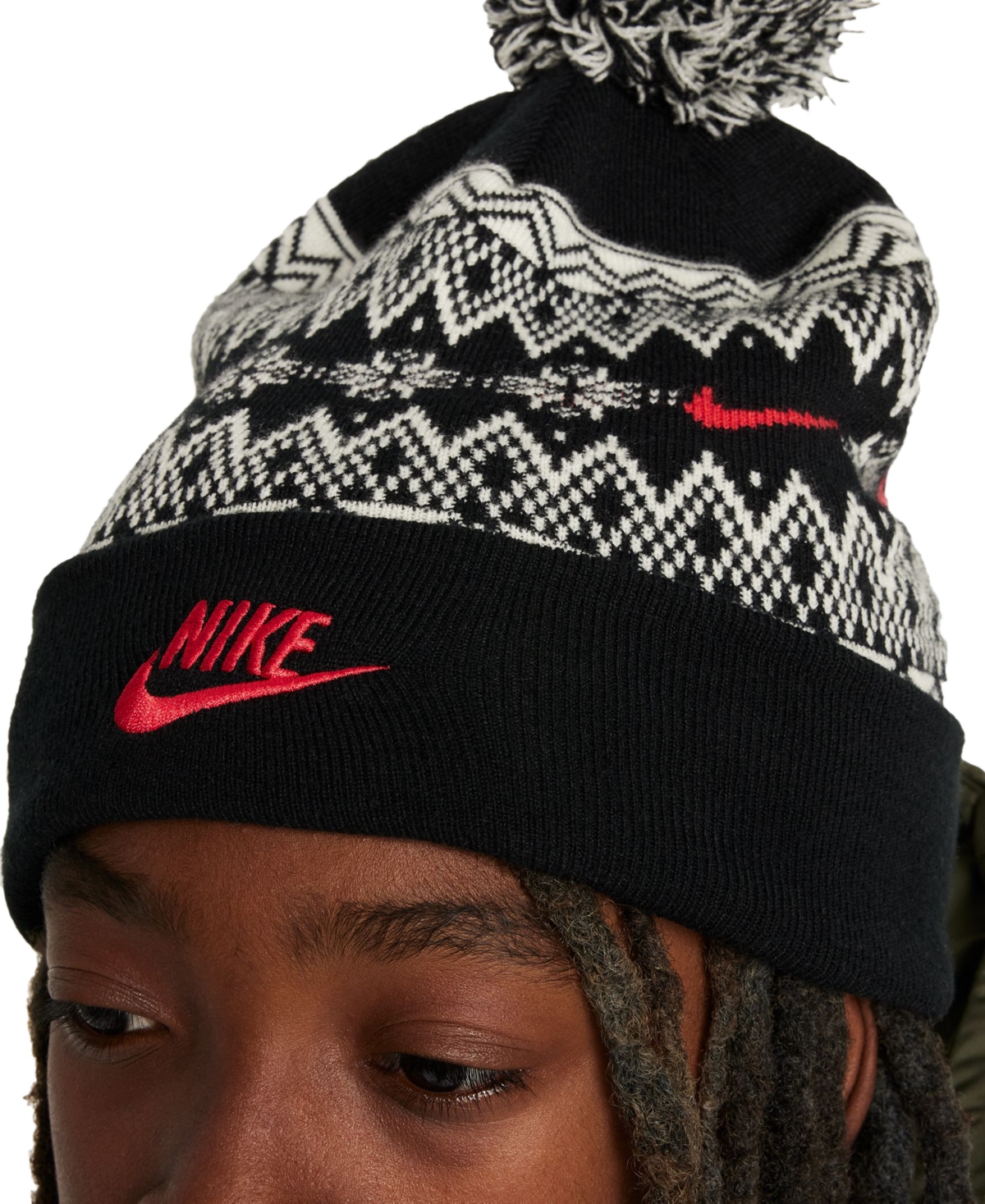 Nike Big Kids Peak Pom Beanie In Black,unvr