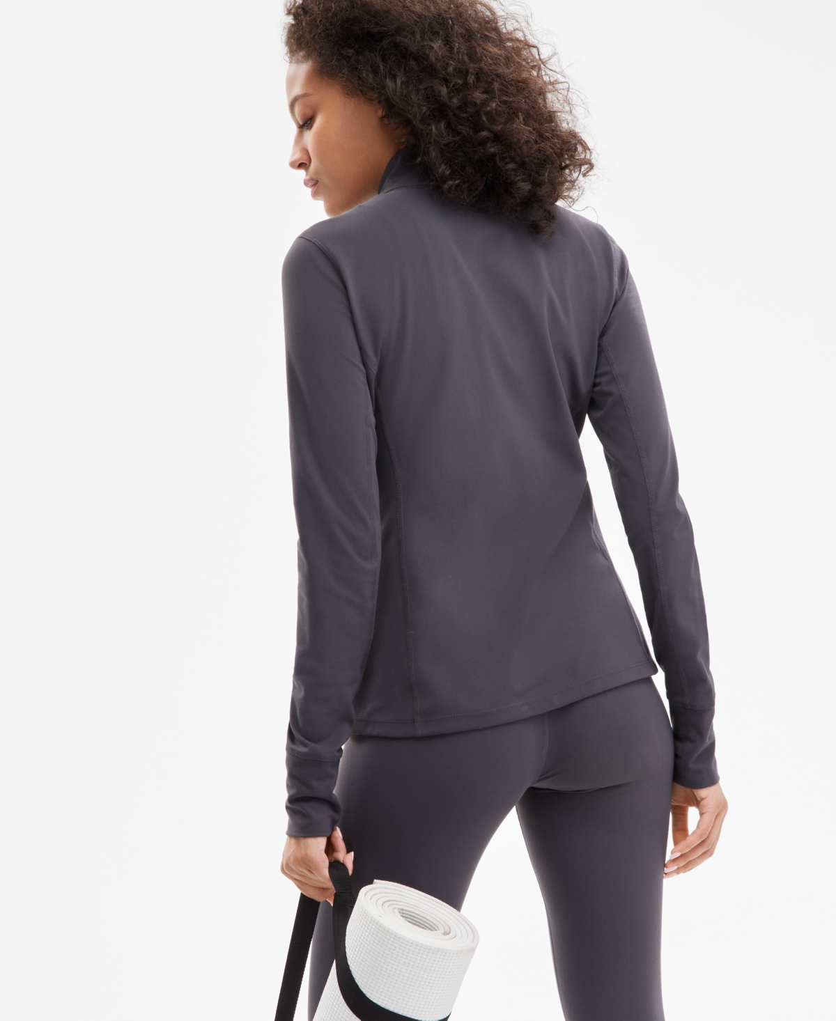 Id Ideology Women's Soft Full-zip Jacket, Exclusively At Macy's In Deep Charcoal