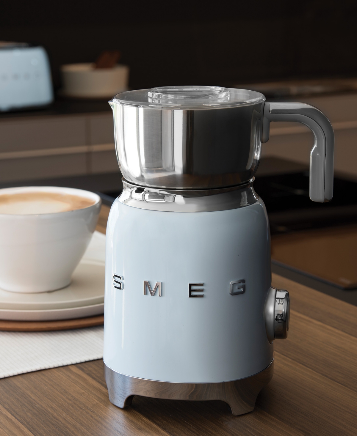 Smeg 50's Retro Style Aesthetic Milk Frother In Pastel Blue