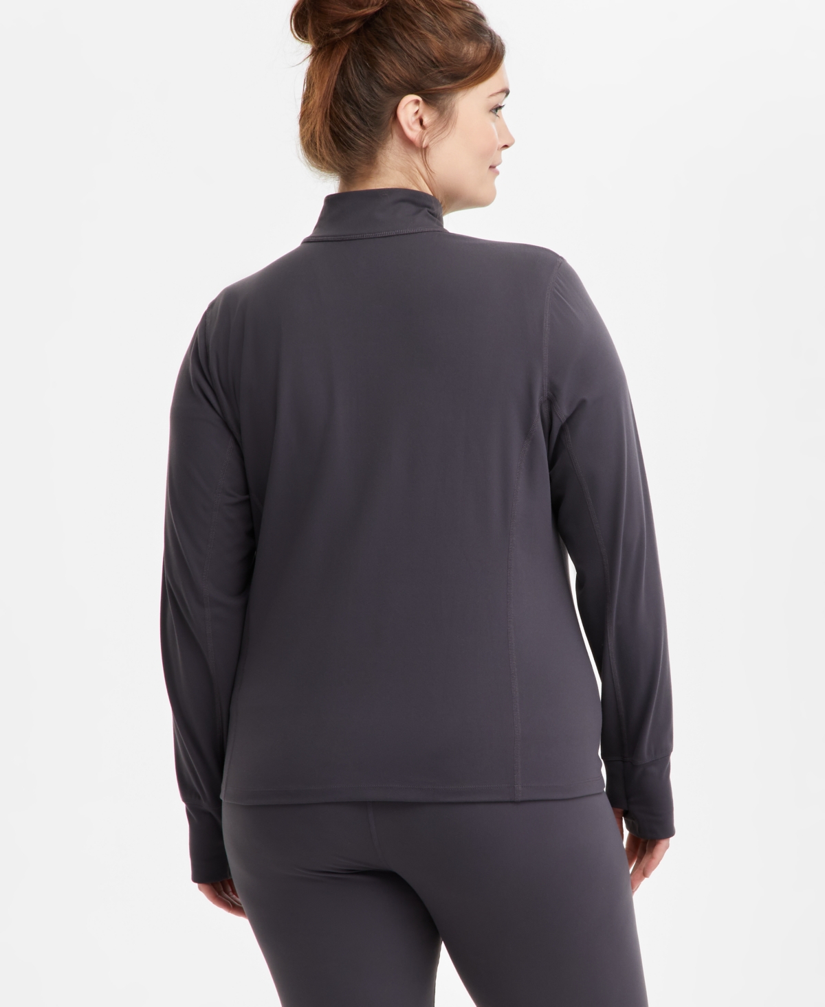 Id Ideology Plus Size Soft Flex Solid Full-zip Jacket, Created For Macy's In Deep Charcoal