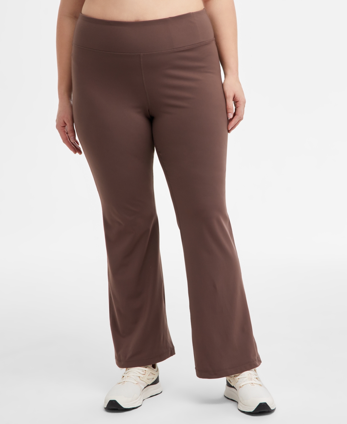 Id Ideology Plus Size High Rise Flared Leggings, Created For Macy's In Brownie