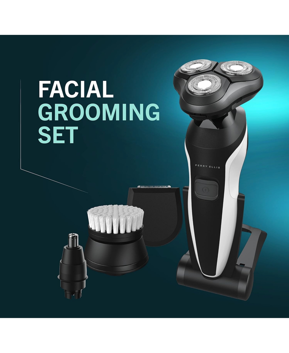 Perry Ellis Rechargeable 4-in-1 Grooming Set With Rotary Shaver