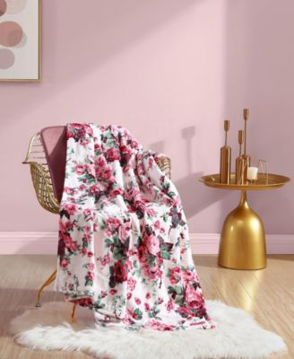 Classic Floral Ultra Soft Plush Fleece Throw, 70" X 50"