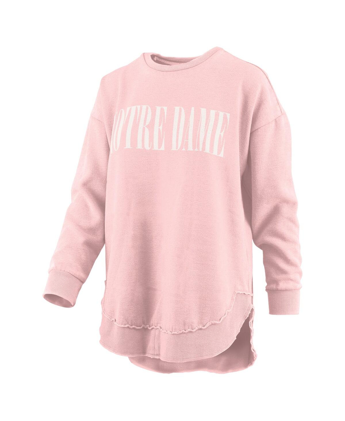 PRESSBOX WOMEN'S PINK NOTRE DAME FIGHTING IRISH PONCHO FLEECE PULLOVER SWEATSHIRT 