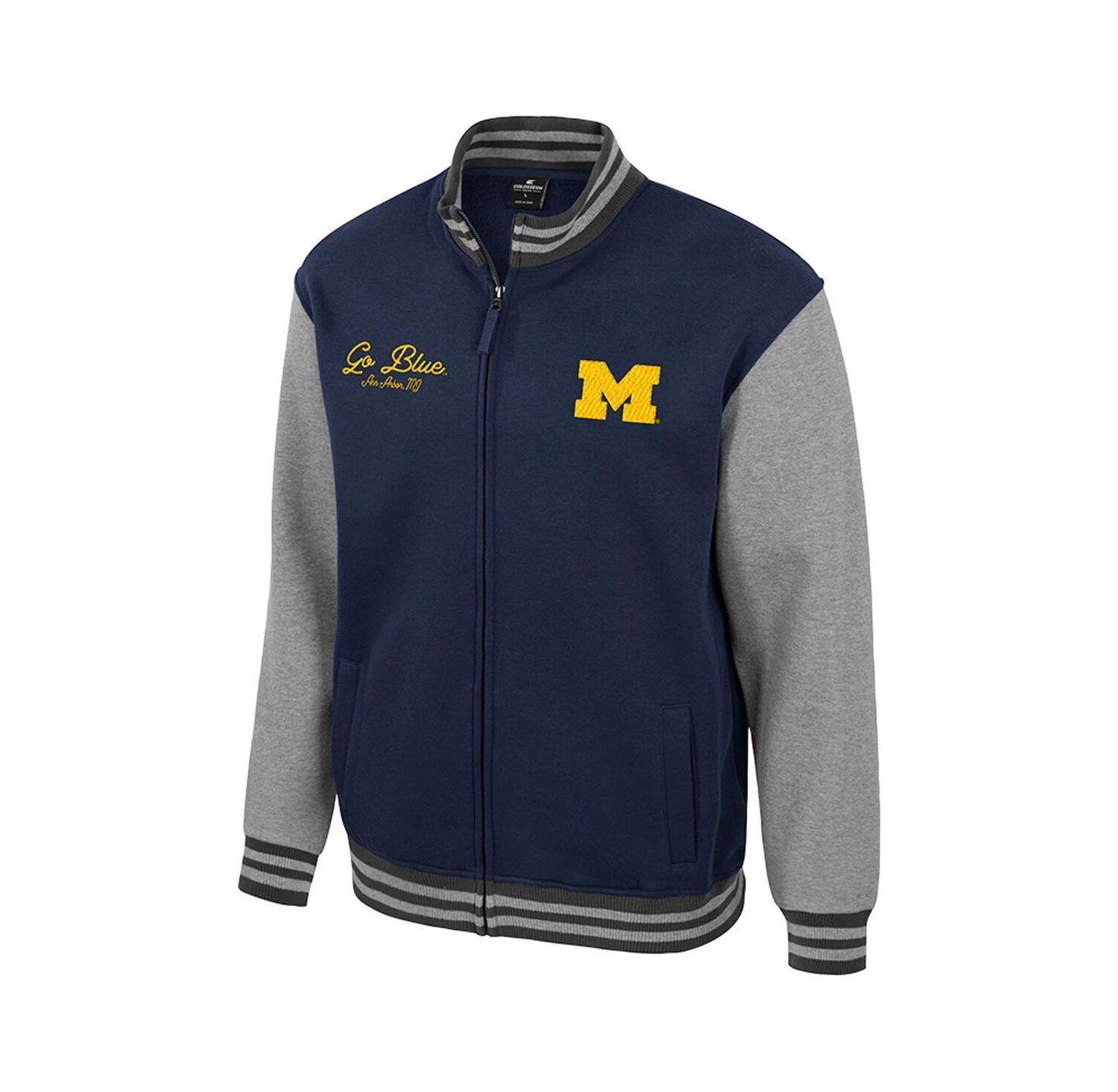 Men's Navy Michigan Wolverines Ambi-Turner Full-Zip Varsity Jacket