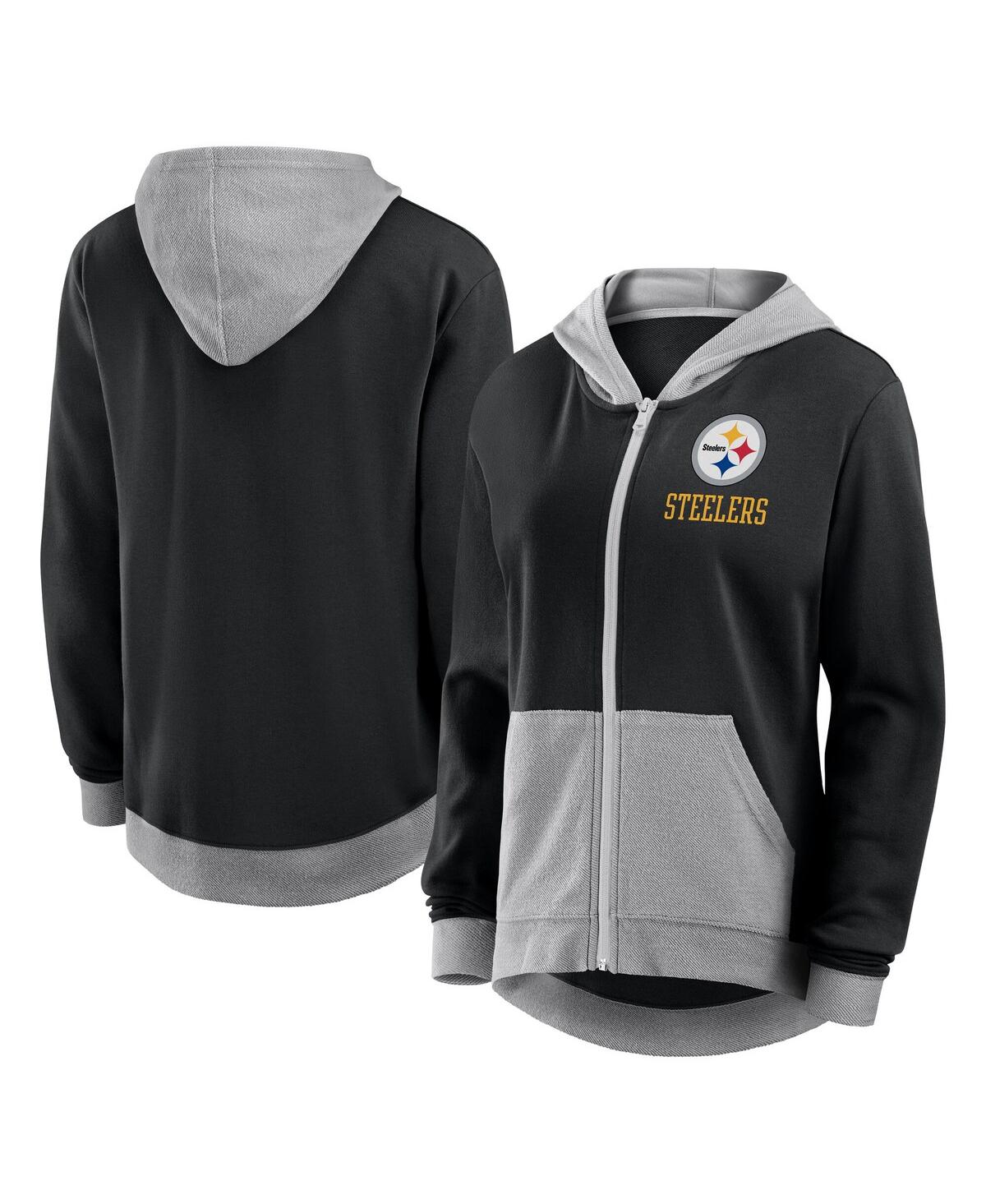Women's Black Pittsburgh Steelers Hit It French Terry Full-Zip Hoodie - Black