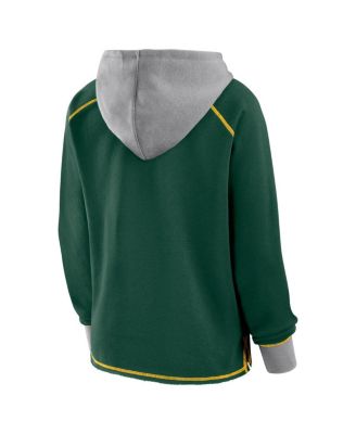 Women's Green Green Bay Packers Boom Fleece Pullover V-Neck Hoodie