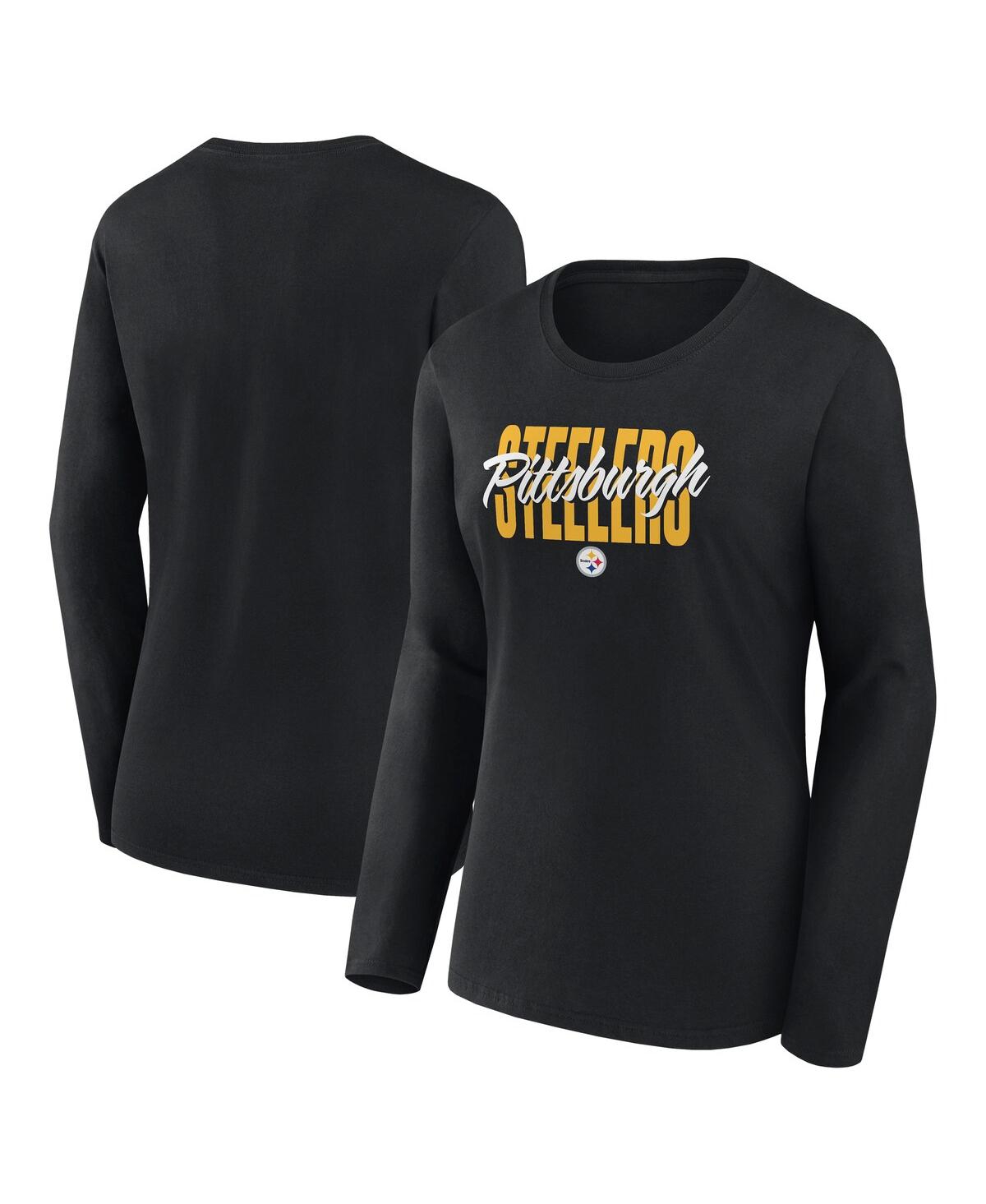 Women's Black Pittsburgh Steelers Grip Long Sleeve T-Shirt - Black
