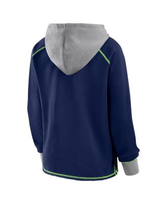 Women's College Navy Seattle Seahawks Boom Fleece Pullover V-Neck Hoodie