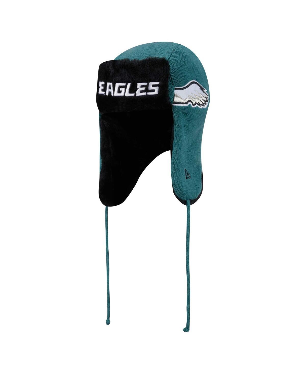 New Era Men's Midnight Green Philadelphia Eagles Helmet Head Trapper Knit Hat - Green