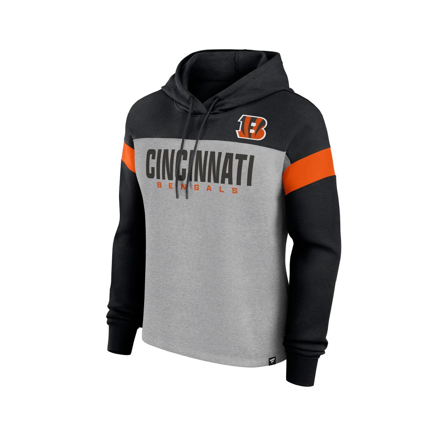 Women's Heather Gray/Black Cincinnati Bengals Bold Play Call Pullover Hoodie