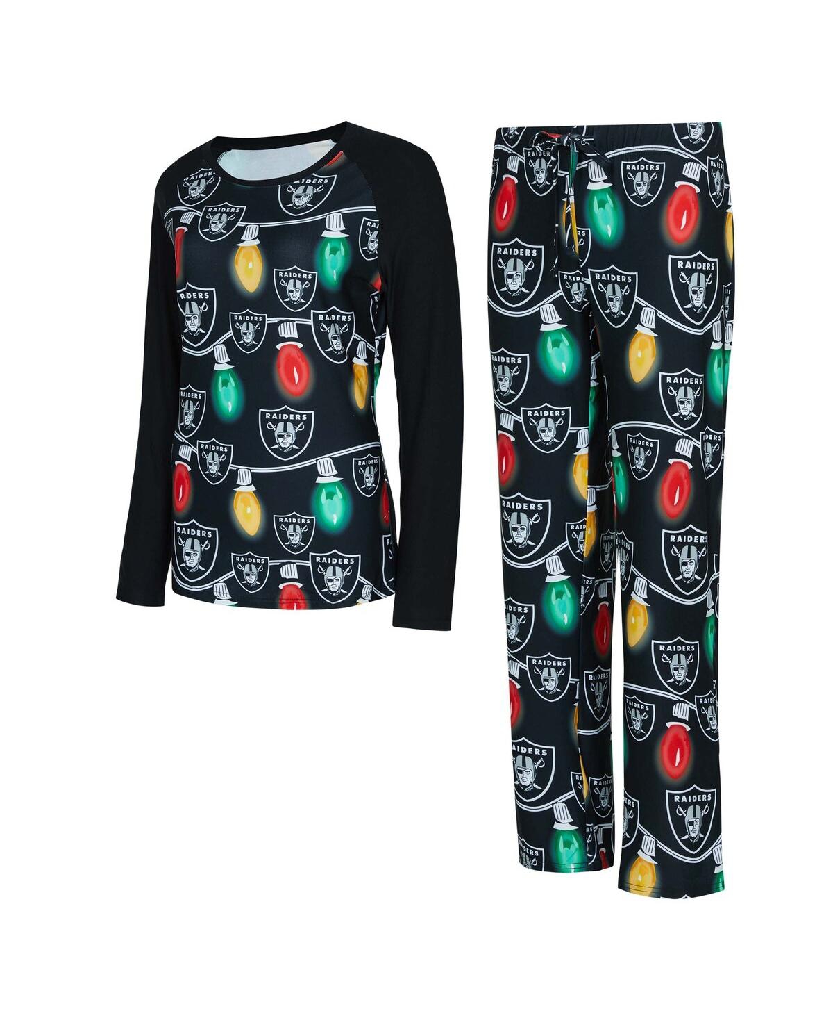 Concepts Sport Women's Cincinnati Bengals Garland Knit Raglan Long Sleeve T-shirt And Pants Set In Black