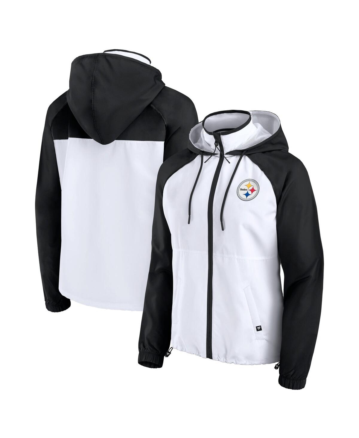 Women's White Pittsburgh Steelers Full-Zip Anorak Hoodie Jacket - White, Black