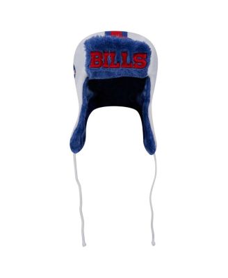 Men's White Buffalo Bills Helmet Head Trapper Knit Hat