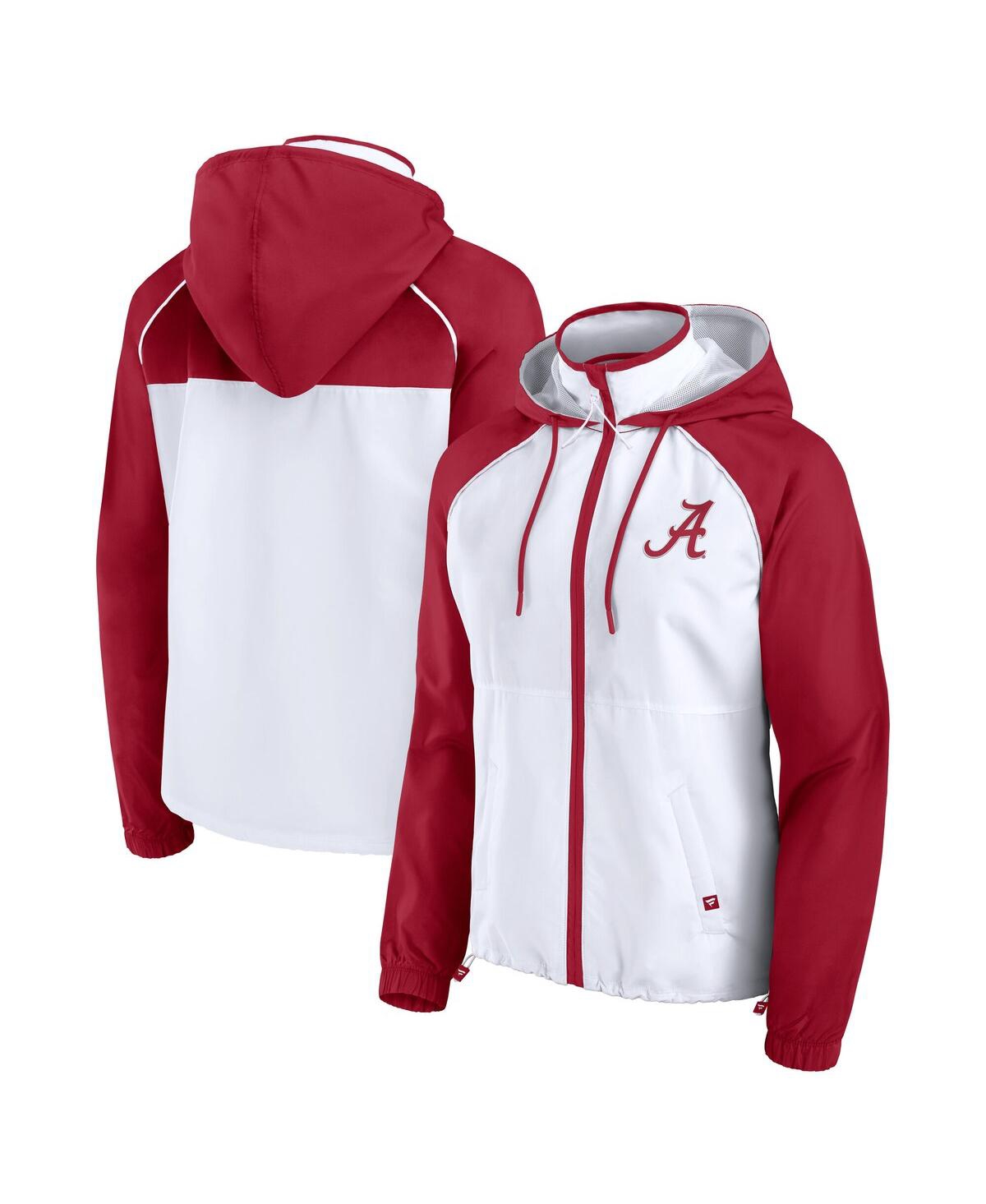 Fanatics Women's White Alabama Crimson Tide Full-zip Anorak Hoodie Jacket In White,crimson