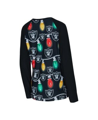 Women's Las Vegas Raiders Garland Knit Raglan Long Sleeve T-Shirt Pants Set