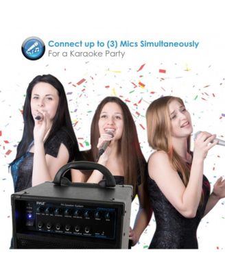 Wireless Portable Bluetooth PA Speaker System with Rechargeable Battery, 400W, LED Lights, and 1/4" Mic Inputs