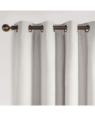 Linen Blend Total Blackout Grommet Curtains Pair, 52"X84"