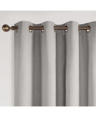 Linen Blend Total Blackout Grommet Curtains Pair, 52"X108"