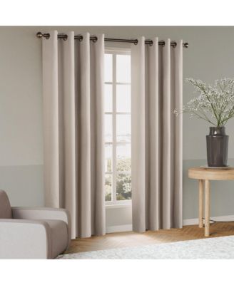 Linen Blend Total Blackout Grommet Curtains Pair