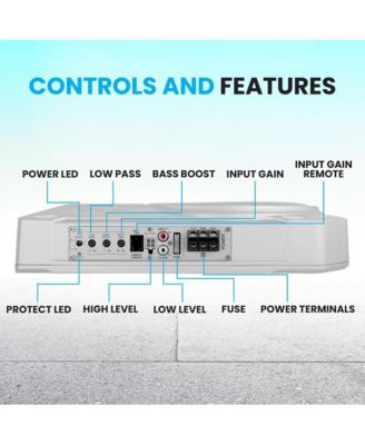 10” 900W Slim Active Marine Subwoofer, Low-Profile, Waterproof Design