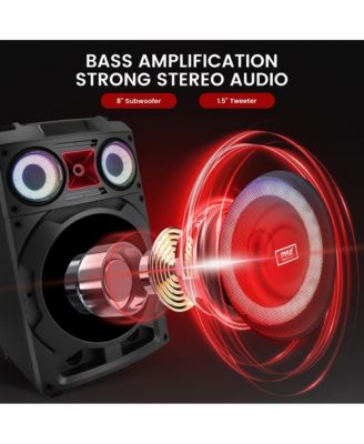 10” Portable Wireless BT Speaker System with TWS, Rechargeable Battery, FM/MP3/USB/SD Input & Wireless Microphone