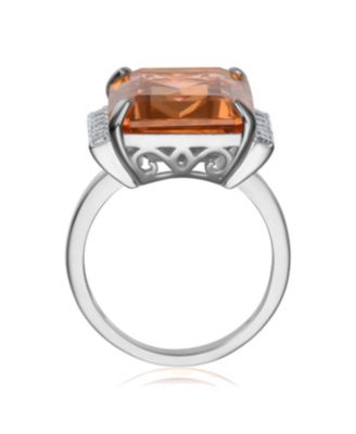 Orange and White Cubic Zirconia Accent Ring