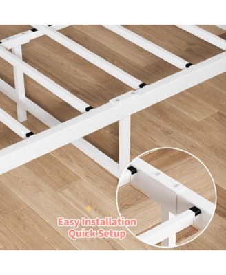 Twin Size Metal Platform Bed Frame for Girls, Twin Bed Frame with Headboard