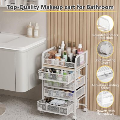 Makeup Organizer with Drawers, Skincare Storage, Floor Skincare Organizers with Wheels