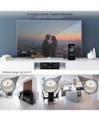 Bluetooth Stereo Amplifier Receiver - Optical, Phono, Coaxial, FM Radio, USB & SD Memory Card Readers, Line (3.5mm) Input, Digital LED Display, Microphone Inputs (200W)