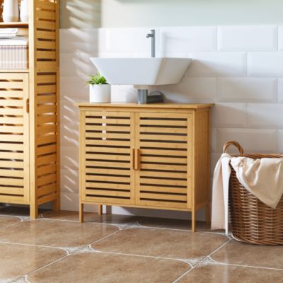 Bamboo Freestanding Under-Sink Bathroom Organizer Cabinet