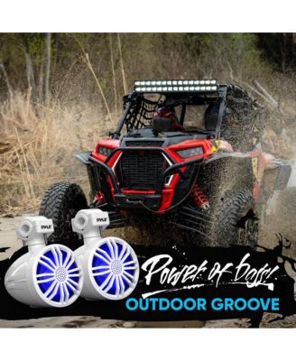 3.5" Waterproof Rated Off-Road Speakers - Compact PowerSport Vehicle Speaker System for Motorcycle or Car with RGB Lights and Remote Control (White)