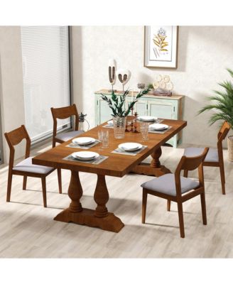 Set of 4 Rubber Wood Frame & Upholstered Seat  Wide Padded Seat, Modern Style Dining Chair
