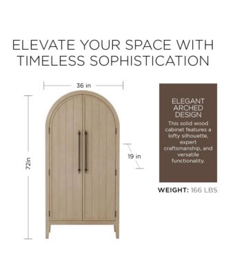 Selene Classical Wooden Cabinet in Antiqued White Finish