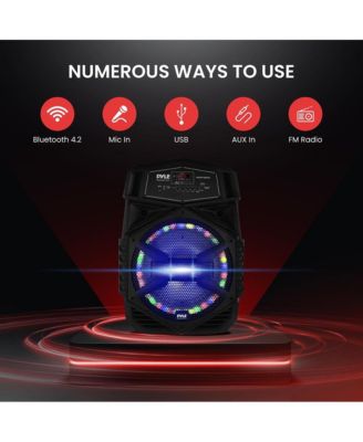 12" Portable Bluetooth PA Speaker System - Karaoke Speaker with LED Lights, USB/Micro SD/FM/BT/Aux, Remote Control, Built-in Rechargeable Battery